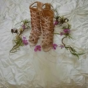 Joyfolie Blush metallic Gladiator sandals